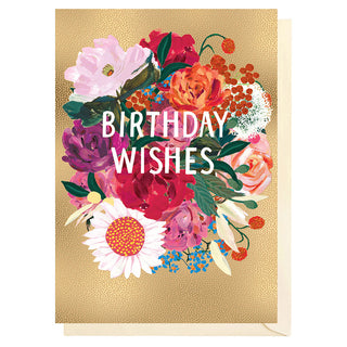 Birthday Wishes Golden Flowers